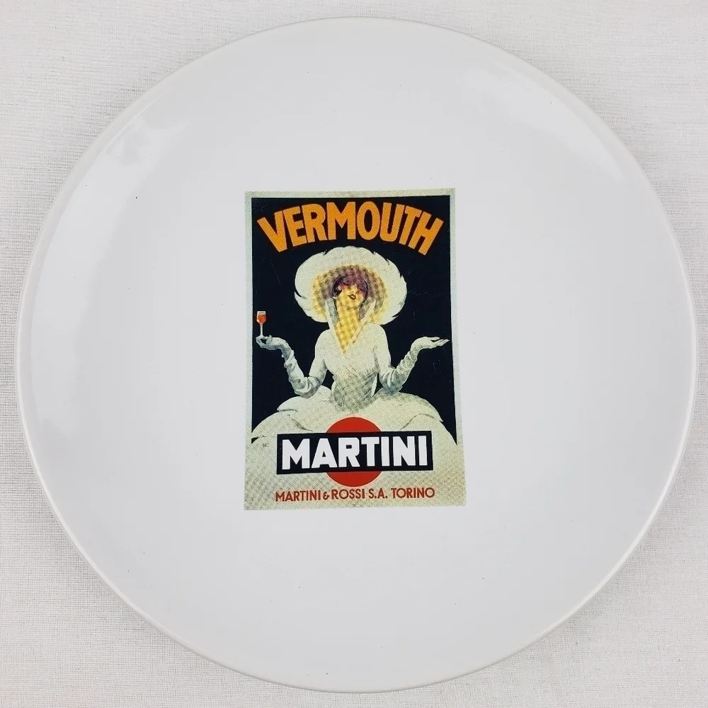 Pottery Barn Rare 2002 Vintage Movie Poster Liquor Salad Dessert Plates 4 Set #1
